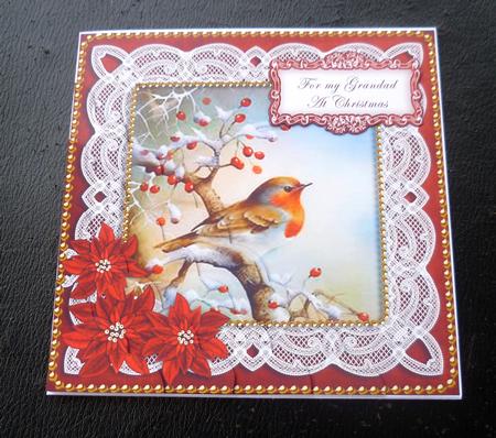 Red Robin Grandad at Christmas 8in Sentiment Topper by Charlie Angel