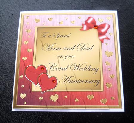 Mam and Dad Coral Wedding Anniversary Wavy Corner by Charlie Angel