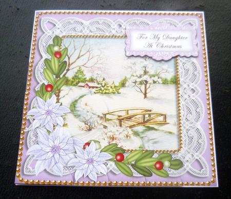 Lilac Snowscene Daughter at Christmas 8in Sentiment Topper by Charlie Angel