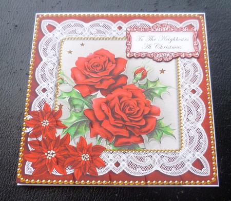 Red Roses Neighbours at Christmas 8in Sentiment Topper by Charlie Angel