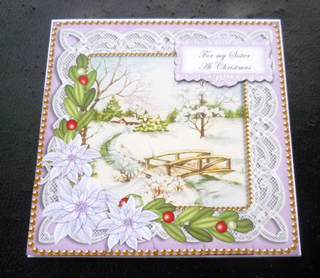 Lilac Snowscene Sister at Christmas 8in Sentiment Topper by Charlie Angel