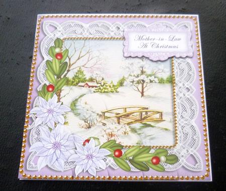 Lilac Snowscene Mother in Law 8in Sentiment Topper by Charlie Angel
