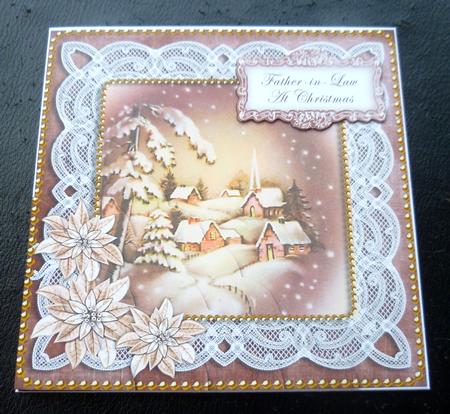 Snowy Village Father in Law 8in Sentiment Topper by Charlie Angel