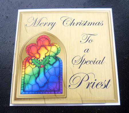 Religious Greeting Priest Christmas Wavy Corner Topper by Charlie Angel