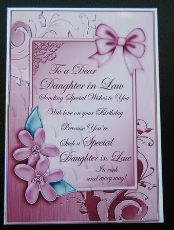 Metallic Daughter in Law Quick Card Corner Side Stacker by Charlie Angel