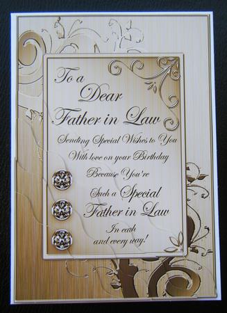 Father in Law Metallic Greeting Corner Side Stacker by Charlie Angel