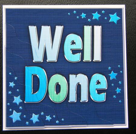 Well Done Metallic Quick Card with Wavy Corner Side Stacker by Charlie Angel