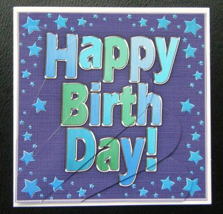 Metallic Happy Birthday Quick Card with Fan Pyramage Topper by Charlie Angel