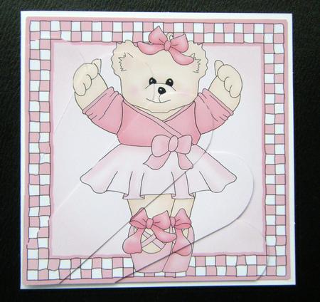 Ballet Teddy Quick Card with Fan Pyramage Topper by Charlie Angel