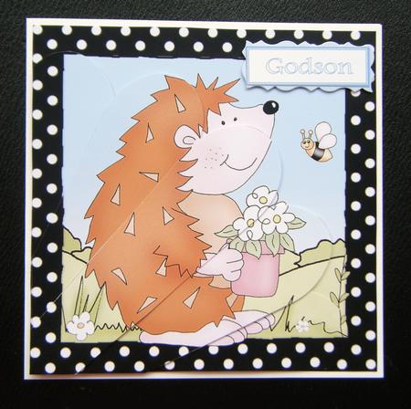 Cute Hedgehog Quick Card with Fan Pyramage Topper by Charlie Angel