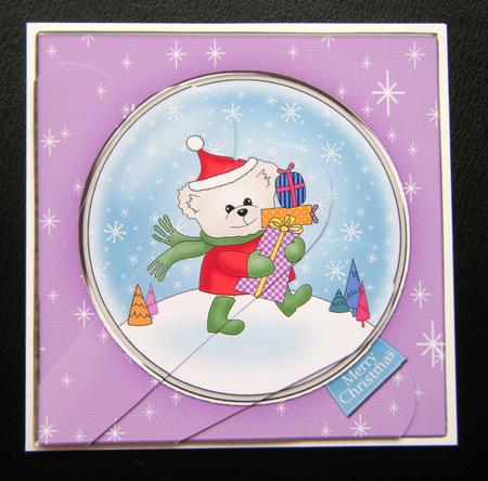 Cute Xmas Ted Quick Card with Fan Pyramage Topper by Charlie Angel