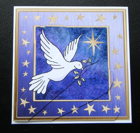 Xmas Dove Quick Card with Fan Pyramage Topper by Charlie Angel