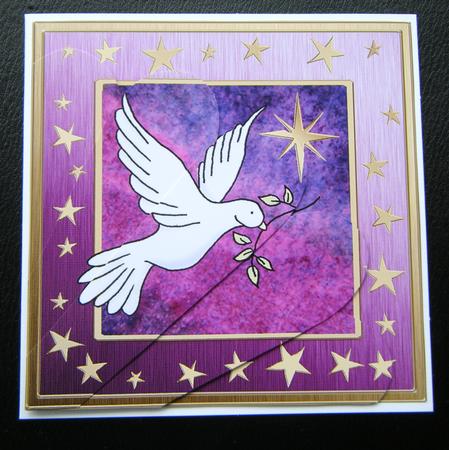Xmas Dove Quick Card with Fan Pyramage Topper by Charlie Angel