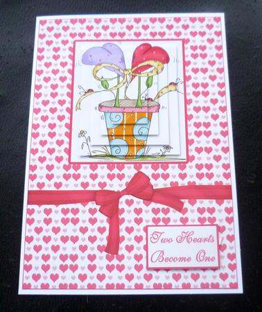 Two Hearts Become One Modern Wedding Pyramid Card by Charlie Angel