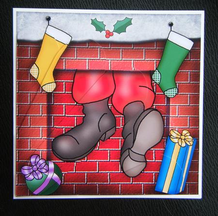 Santa Got Stuck Quick Card with Fan Pyramage Topper by Charlie Angel