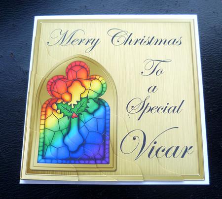 Religious Greeting Vicar Christmas Wavy Corner Topper by Charlie Angel