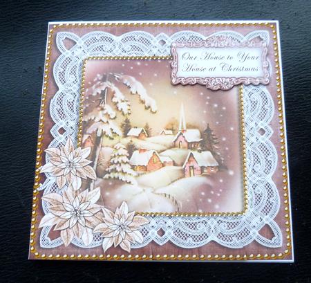 Snowy Village Our House to Your House 8in Sentiment Topper by Charlie Angel