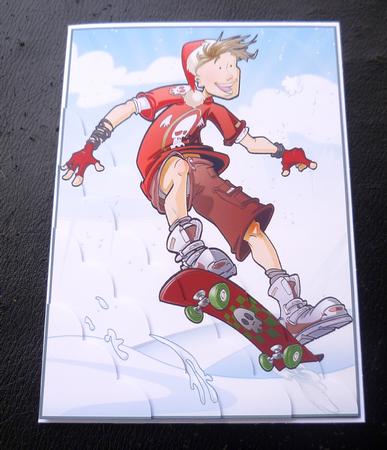Christmas Skater Dude A4 by Charlie Angel