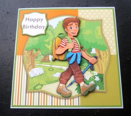 Happy Hiker Card Topper & Decoupage by Charlie Angel