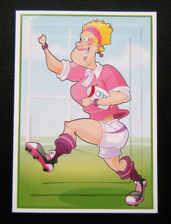 Rugby Lady Pink and Purple A4. by Charlie Angel