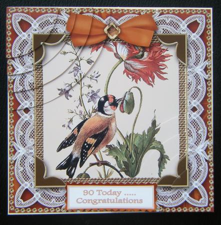 Nectar Bird Deep Lace 6 Inch Duo Corner Stack Card Front by Charlie Angel