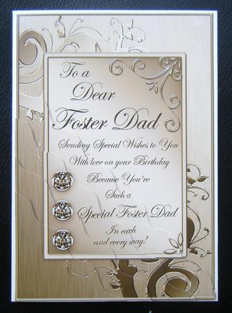 Foster Dad Birthday Metallic Greeting Corner Side Stacker by Charlie Angel