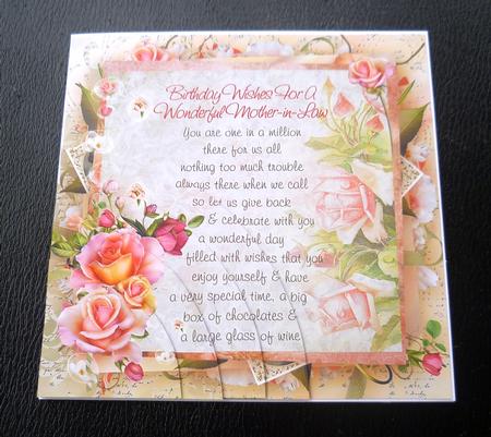 Pink Rose Mother-in-law Birthday Verse 8x8inch Step by Step by Charlie Angel