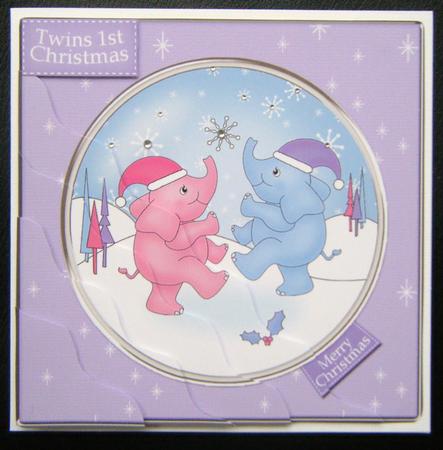 Baby Xmas Elephants Quick Card Wavy Corner Side Stacker by Charlie Angel