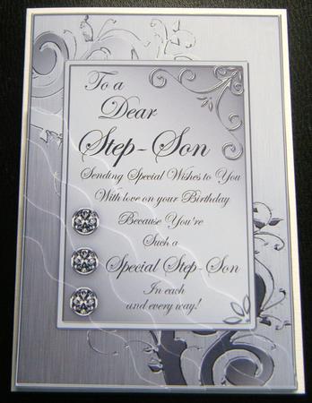 Step Son Birthday Metallic Greeting Corner Side Stacker by Charlie Angel