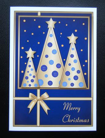 Button Christmas Trees Decoupage Blue by Charlie Angel