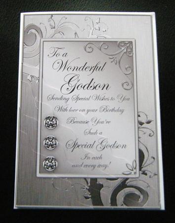 Godson Birthday Metallic Greeting Corner Side Stacker by Charlie Angel