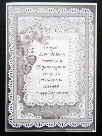 A5 Silver Wedding Quick Card Scalloped Corner Side Stacker by Charlie Angel
