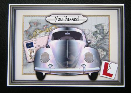 Beetle A4 Card Front - Driving Test by Charlie Angel