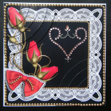Black Red Rose Sprays 6inch Duo Corner Stacker Card Front by Charlie Angel