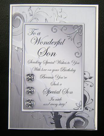 Son Birthday Metallic Greeting Corner Side Stacker by Charlie Angel
