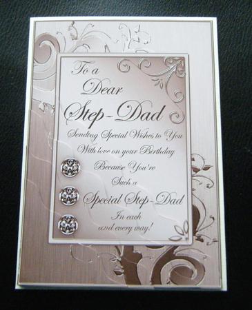 Step Dad Birthday Metallic Greeting Corner Side Stacker by Charlie Angel