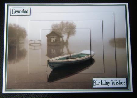 Misty Morning Boat Pyramid 7x5inch by Charlie Angel