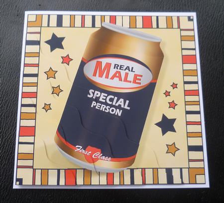 Real Male Beer Can Wavy Corner Side Stacker Topper by Charlie Angel