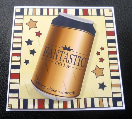 Fantastic Fella Beer Can Wavy Corner Side Stacker Topper by Charlie Angel