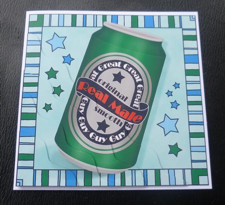 Real Male Beer Can Wavy Corner Side Stacker Topper by Charlie Angel