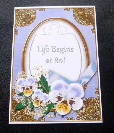 Blue Pansy Life Begins at 80! Oval 7x5in Step by Step by Charlie Angel