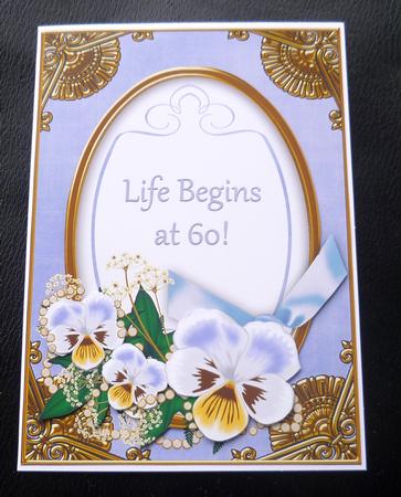 Blue Pansy Life Begins at 60! Oval 7x5in Step by Step by Charlie Angel
