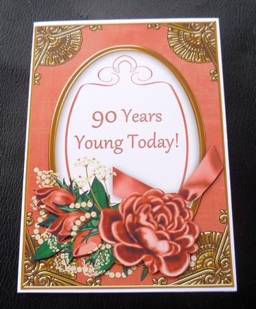 Dark Red Rose 90 Years Young! Oval 7x5in Step by Step by Charlie Angel
