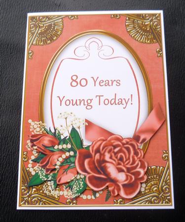 Dark Red Rose 80 Years Young! Oval 7x5in Step by Step by Charlie Angel