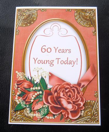 Dark Red Rose 60 Years Young! Oval 7x5in Step by Step by Charlie Angel
