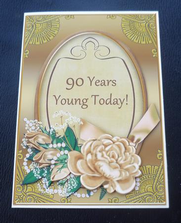 Coffee Gold Rose 90 Years Young! Oval 7x5in Step by Step by Charlie Angel