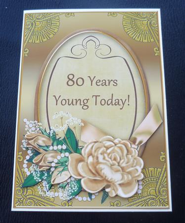 Coffee Gold Rose 80 Years Young! Oval 7x5in Step by Step by Charlie Angel