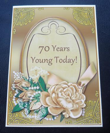 Coffee Gold Rose 70 Years Young! Oval 7x5in Step by Step by Charlie Angel