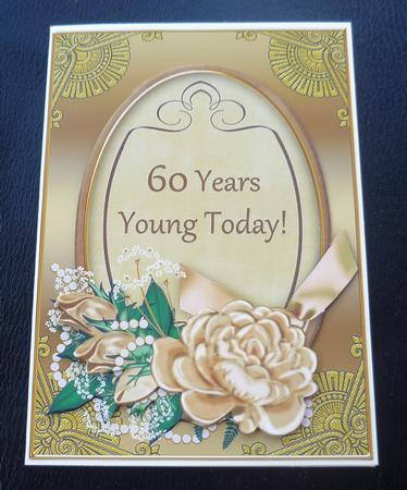 Coffee Gold Rose 60 Years Young! Oval 7x5in Step by Step by Charlie Angel