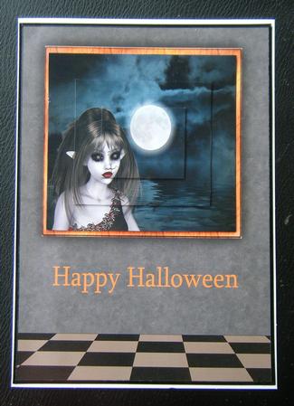 Pretty Witch in the Moonlight Happy Halloween Card by Charlie Angel